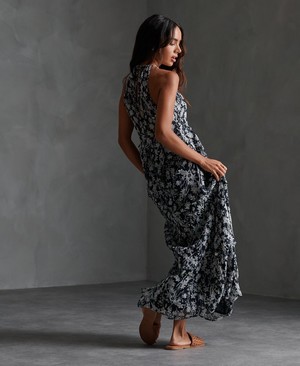 Superdry Margaux Maxi Női Ruhák Sötétkék | HLRPN6390